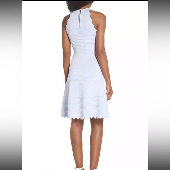 ELIZA J POWDER BLUE SWEATER fit flare DRESS high neck small new - Picture 9 of 9